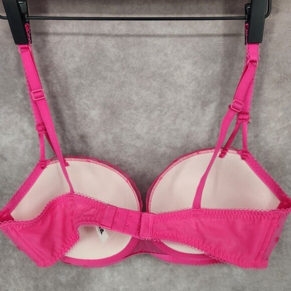 Victoria's Secret PINK Wink Push Up Balconette Bra 36D Pink Hearts Underwire - Picture 4 of 10